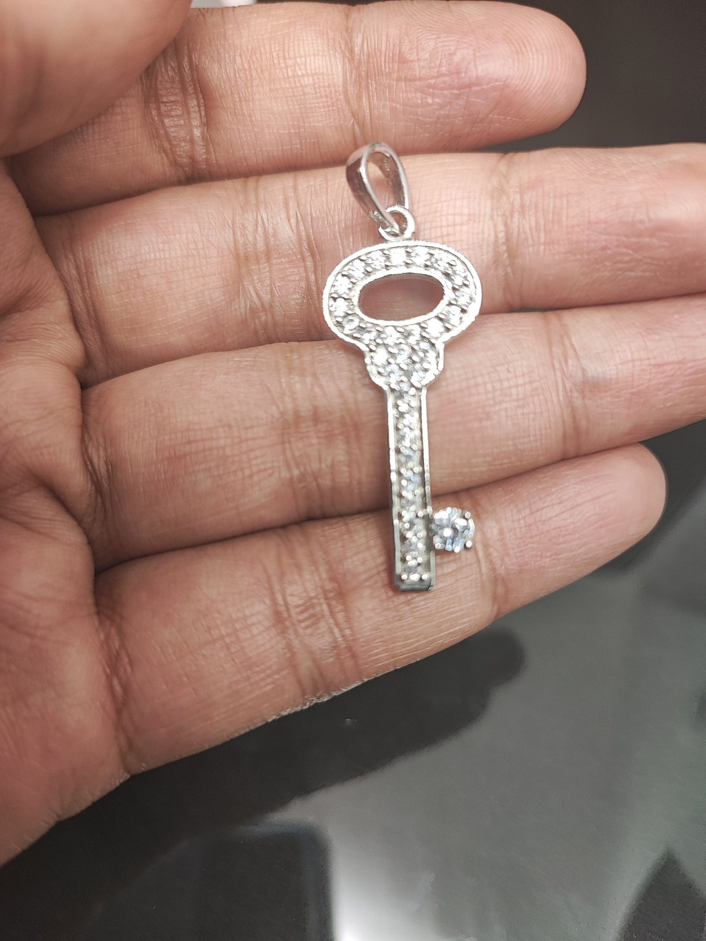 Key Necklace / Moissanite Key Pendant/Moissanite Necklace / Key Charm Necklace / 925 Solid Silver Key Necklace /Moissanite Key Charm