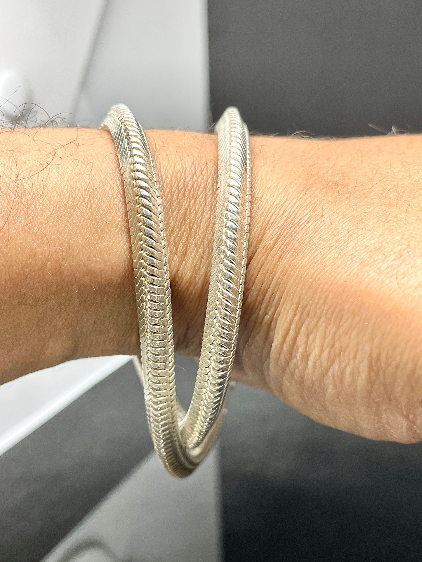 Sterling Silver Snake Chain Necklace, Unisex Thick Silver Chain Necklace, triangle snake Chain , Men Jewelry, Necklace Gift for Him/her