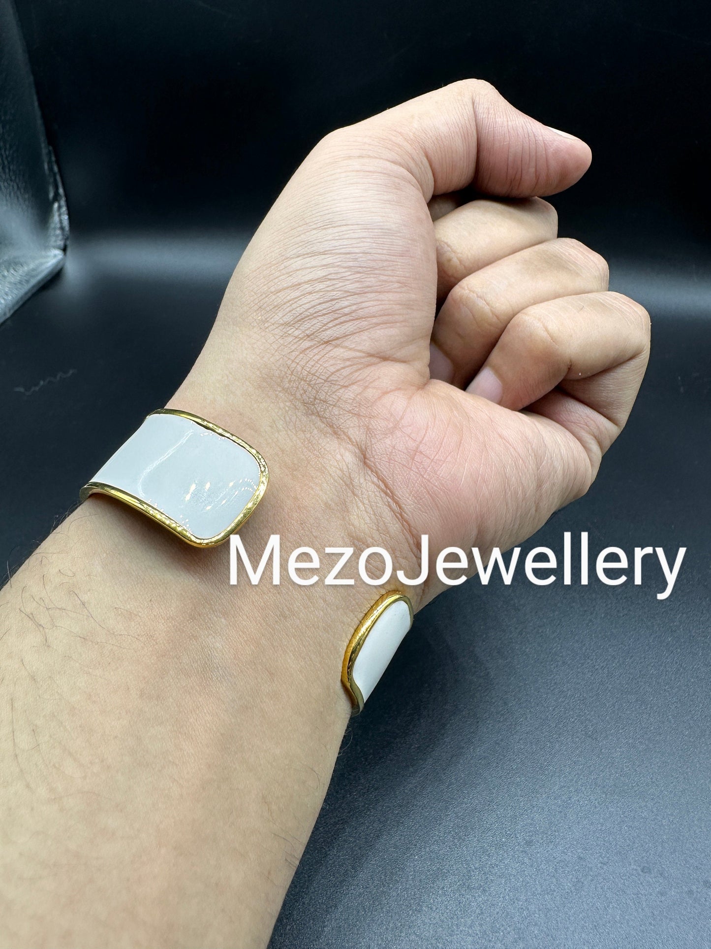 18ct Gold Custom Initial Bracelet, 925 Silver Personalised Enamel Handmade With Names,20mm,Heavy Bangle, Birthday Birthday, Valentines gift