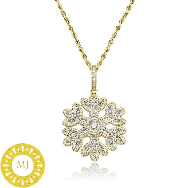 925 Sterling Silver Moissanite Diamonds Fully Iced Out Snowflake Symbol Pendant/Hip Hop Jewelry/Customize Gift/Iced Out Pendant ,Snow flower