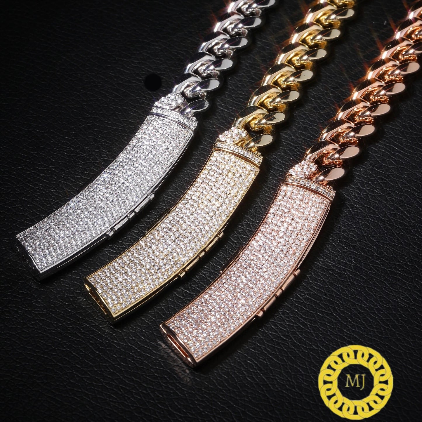 Heavy Solid 925 Sterling Silver Men's VVS1 Moissanite Diamonds Studded Cuban Chain,12mm Moissanite long buckle Cuban chain,Quality Box Clasp