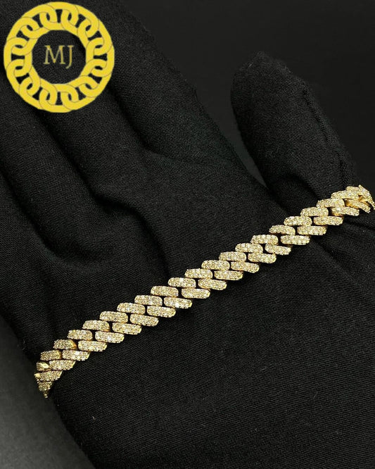 10 mm Cuban Link Chain Iced Out Bracelet,Hip Hop Bling, Unisex Bracelet, Gift For Him/Her, Natural Moissanite Cuban Bracelet,Sterling Silver