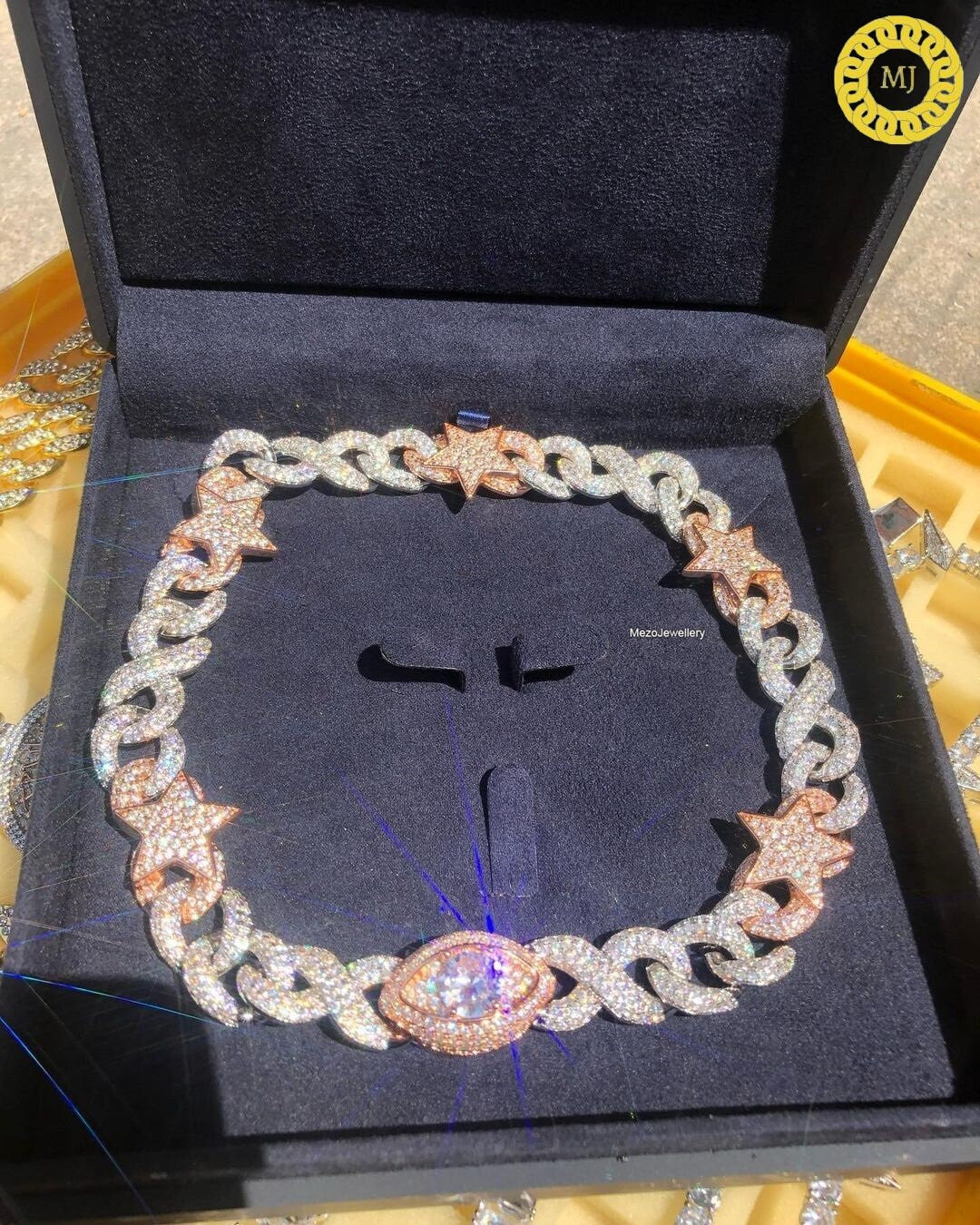 15mm Infinity Star Moissanite Chain/ Cuban Infinity Diamond Charm Chain/ Hip Hop Star Infinity Diamond Charm For men/ Hip Hop jewelry/ Gift