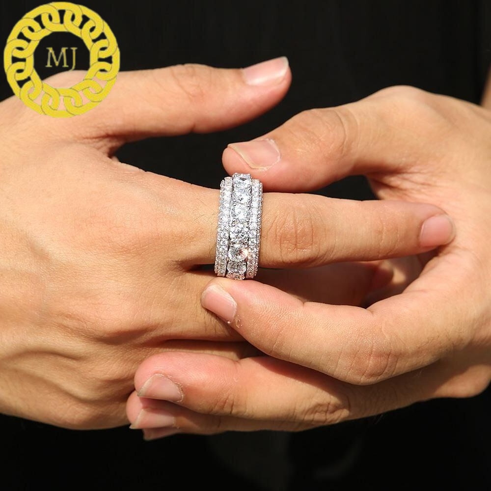 Unique men's Moissanite Eternity band | Unusual men's band in Sterling Silver | 10mm Infinity band for men | Gifts for him| Hiphop band
