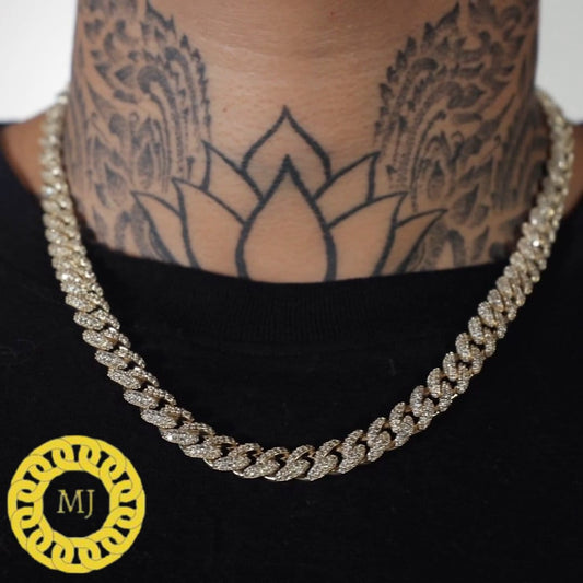 8mm VVS Moissanite Diamond Prong Link Chain 925 Sterling Silver Cuban Link Necklace GRA Certificate VVS Clarity D Color Pass Diamond Tester