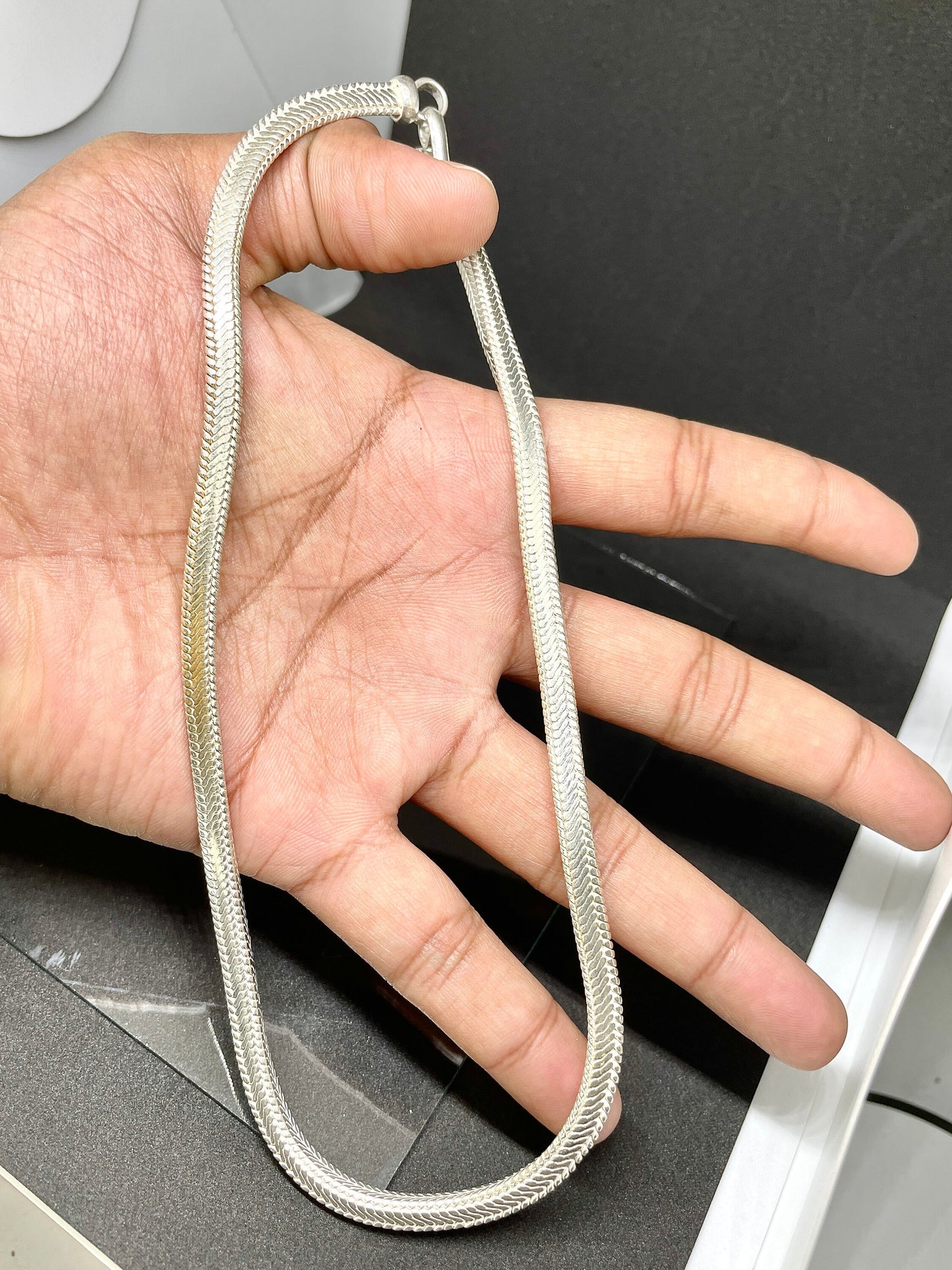 Sterling Silver Snake Chain Necklace, Unisex Thick Silver Chain Necklace, triangle snake Chain , Men Jewelry, Necklace Gift for Him/her