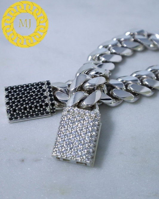 16 MM | VVS Moissanite Cuban link Bracelet | Hip Hop Miami Sterling Silver Cuban Chain | Icedout Moisanite Box Lock  Diamond Cuban Bracelet