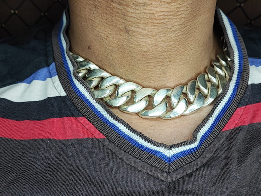 23mm Cuban link chain Men's Heavy Solid 925 Sterling Silver Miami Cuban Link Chain,wide 18"-28"Inch with Fine quality Box Clasp,Gift for him