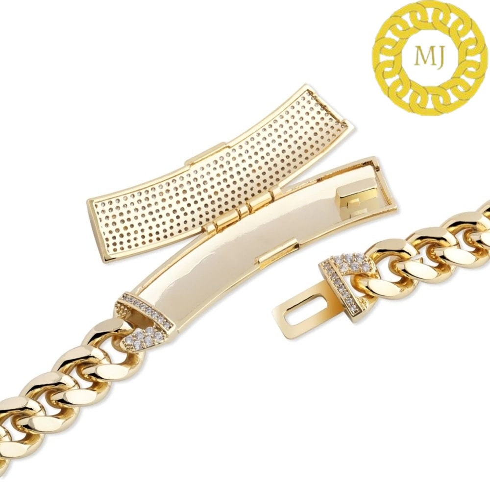 Heavy Solid 925 Sterling Silver Men's VVS1 Moissanite Diamonds Studded Cuban Chain,12mm Moissanite long buckle Cuban chain,Quality Box Clasp