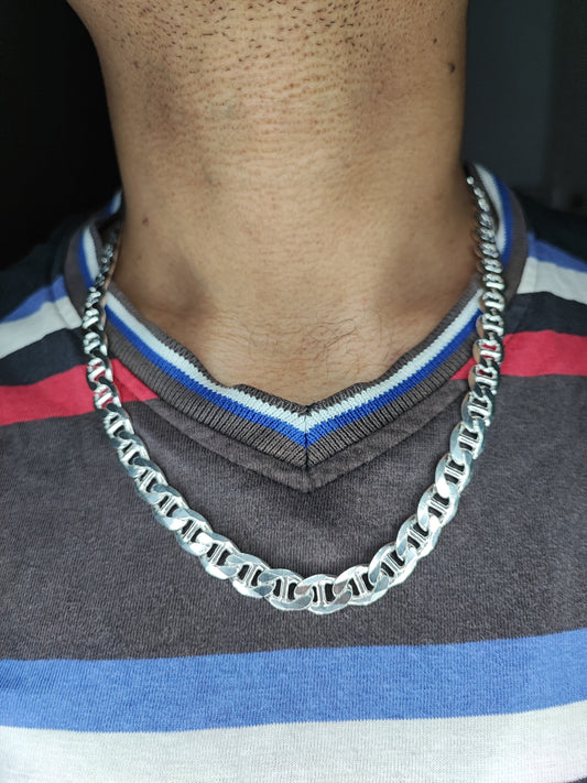 925 solid silver Mariner Chain , Mariner Link Chain, 10MM Width, Lobster Clasp, Adult Necklace , Cuban link Necklace,Mariner Necklace