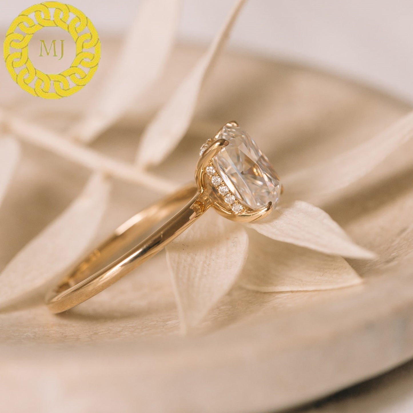 Cushion Cut Moissanite diamond Engagement Ring, Cushion Cut Ring, Sterling Silver & Gold Bridal Ring, Diamond Promise Ring, Anniversary Ring
