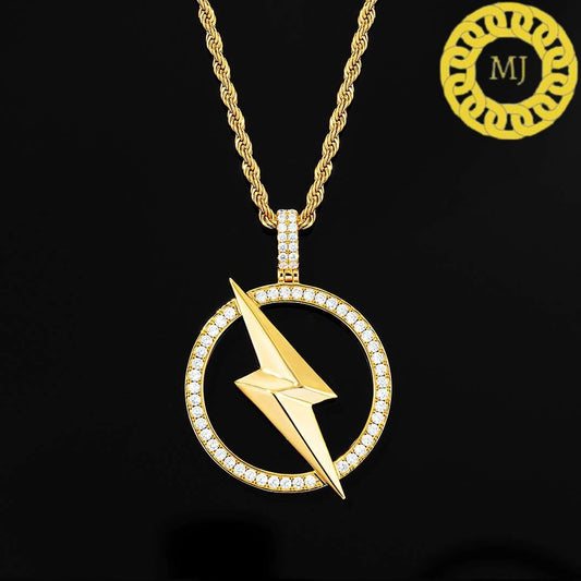 Lighting Bolt Pendant in silver,Icedout Lighting Bolt Pendant, Rapper jewelry,moissanite diamond Pendant,iced Lighting Bolt Pendant,