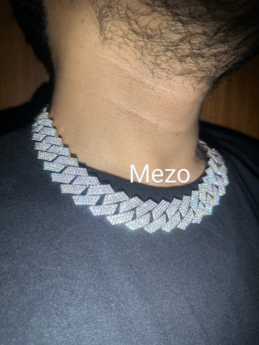 Heavy Solid 925 Sterling Silver Men VVS1 Moissanite Diamonds Studded Cuban Chain,three Row Icedout Rapper chains,26mm wide,Quality Box Clasp