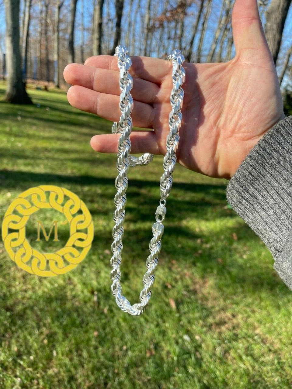 Men's 11 MM Real Solid 925 Sterling Silver Diamond Cut HEAVY SOLID Rope Chains 18" - 30", Rope Chain