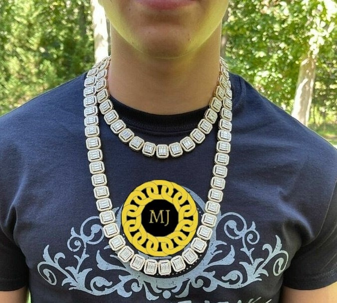 925 Silver Baguette Chain 12mm Men's Iced Diamond Necklace- Moissanite Necklace- Cool Rapper chain-Icy Necklace- Pass The Diamond Tester