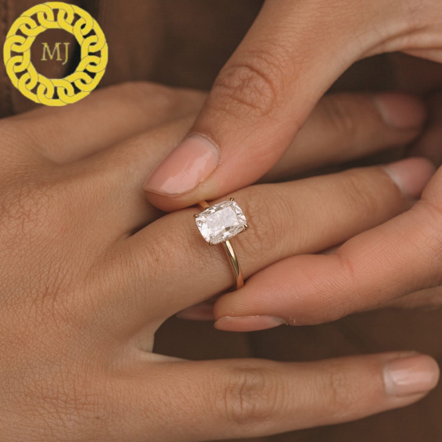 Cushion Cut Moissanite diamond Engagement Ring, Cushion Cut Ring, Sterling Silver & Gold Bridal Ring, Diamond Promise Ring, Anniversary Ring