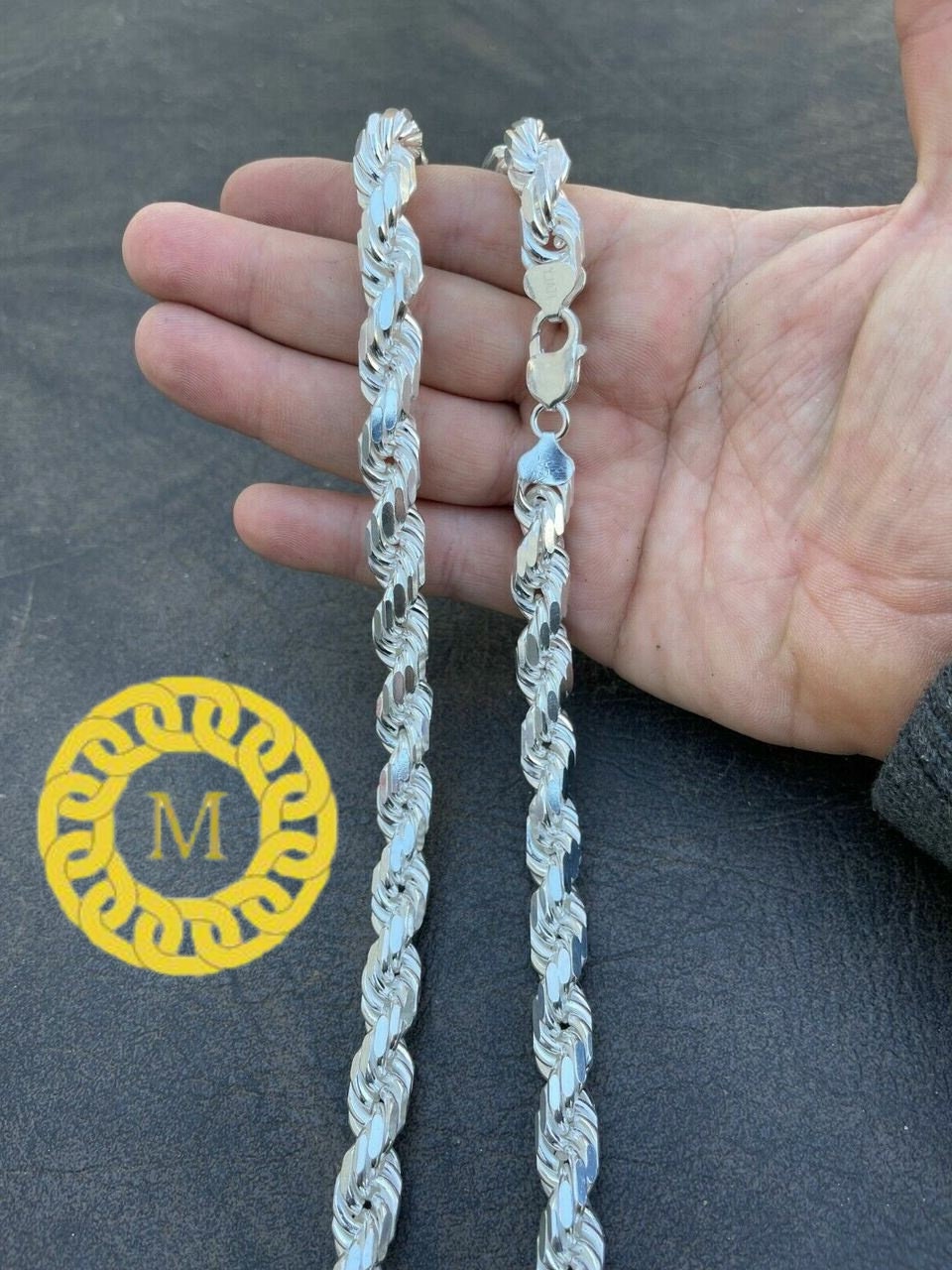 Men's 11 MM Real Solid 925 Sterling Silver Diamond Cut HEAVY SOLID Rope Chains 18" - 30", Rope Chain