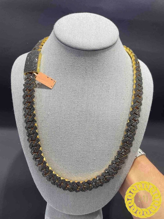 18mm Black VVS1 Quality Moissanite Diamond Cuban chain | 925 Solid Sterling Silver | Silver | Cuban Curb Link Chain | Special Box Closure