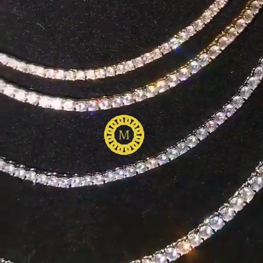 5mm VVS Moissanite Diamond Tennis Chain 40-75tcw 925 Sterling Silver D Color Colourless VVS Clarity GRA Certificate Pass Diamond Tester