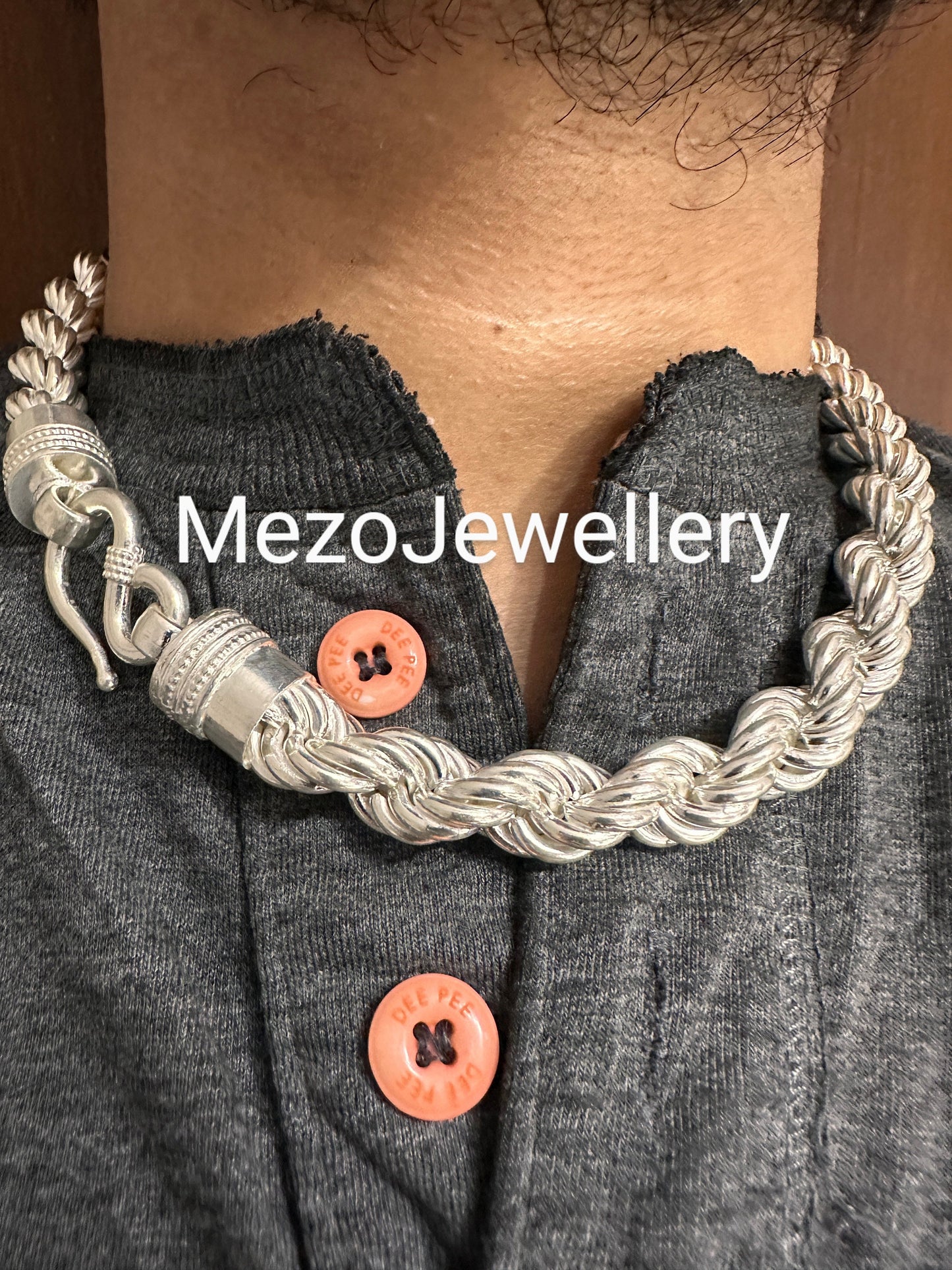 Heavy 925 Silver Twisted Rope Chain - Mens Silver Rope Chain Necklace - Mens Necklace - 16mm Silver Chain - Rapper Thick Chain Men's Jewelry