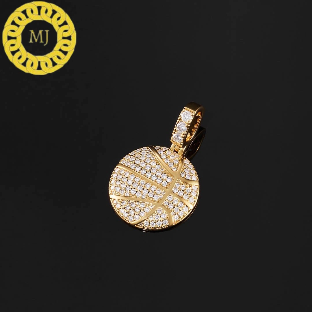 Iced out Basketball Pendant Charm Sports Pendant Iced Icy Basketball Silver pendant Hiphop Moissanite Diamond Pendant,basketball Pendants