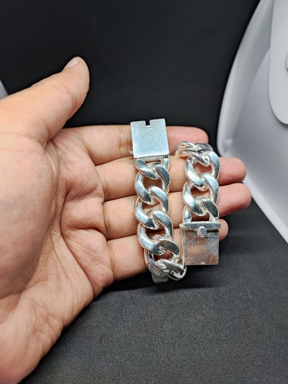 Sterling Silver 19 mm Cuban Link Bracelet, Cuban Chain, Heavy 925 Silver Men's Bracelet, Gift for him , Cuban bracelet men, men's bracelet