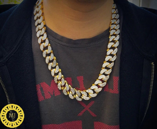 Heavy Solid 925 Sterling Silver Men's VVS1 Moissanite Diamonds Studded Cuban Chain,Icedout Rapper chains,22mm wide, Quality Box Clasp