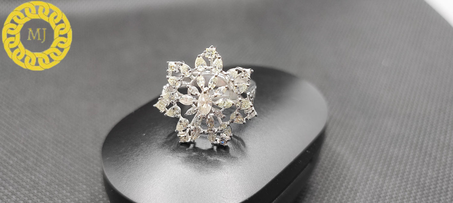 Pear, Marquise leaves, Princess cut Shape Diamond Ring,Cocktail Ring,18k Solid Gold,Natural Diamonds, Diamonds ring, Fancy cut,gift for her