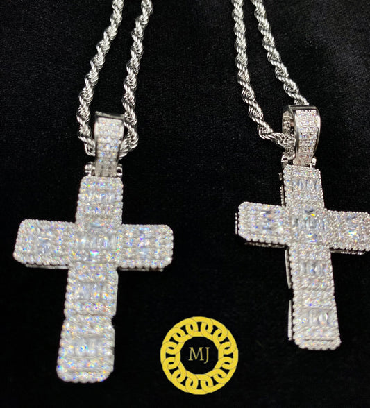 Moissanite Diamond Cross pendant, Icedout Cross Pendant, Men Women Cross Pendant, Religious Christian Pendant, Gift For Him,Gift for Her