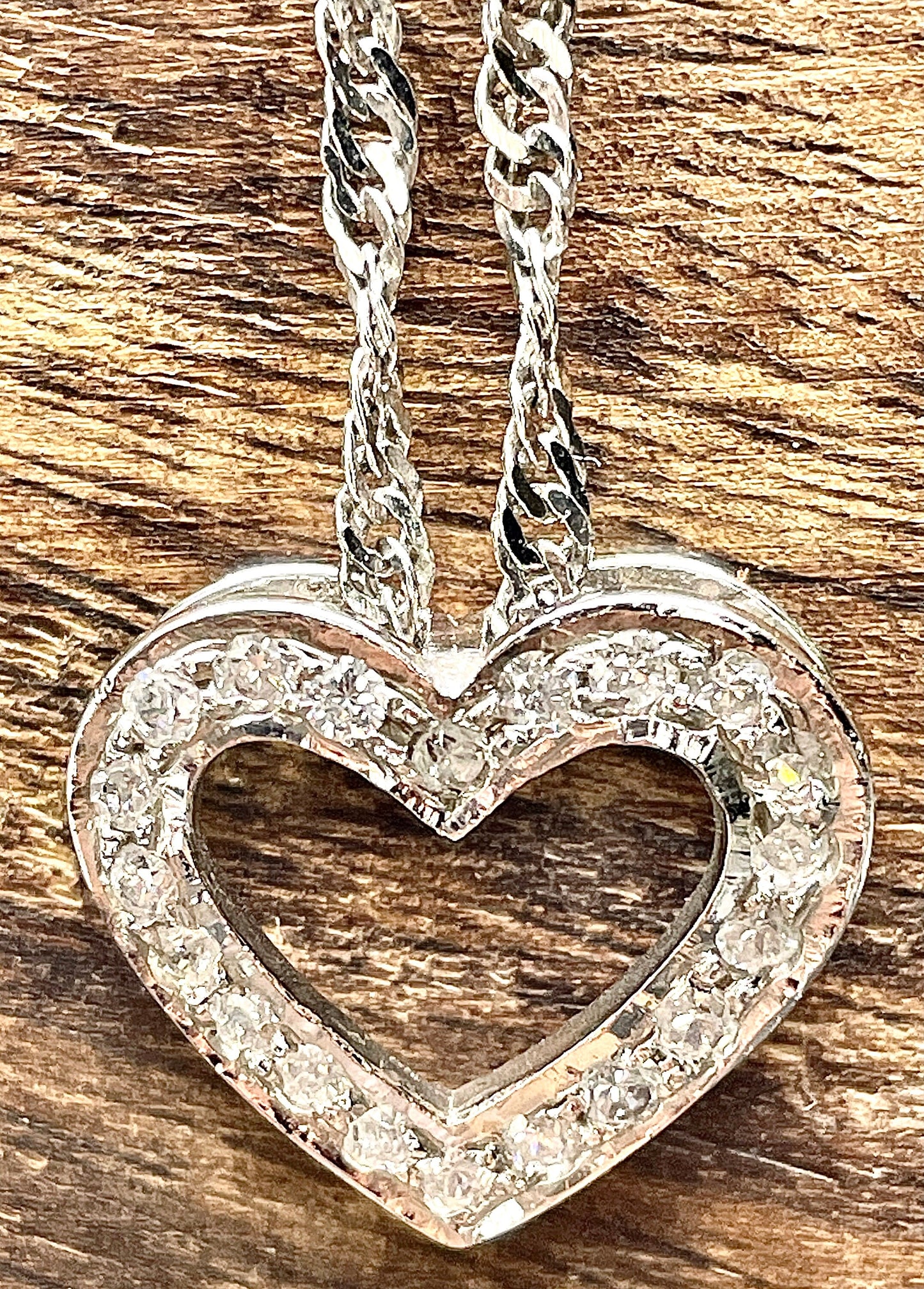 Moissanite Diamond Heart Necklace / Open Heart Necklace / Silver Heart Necklace / Handmade Necklace / 925 Silver Necklace/gifts for her