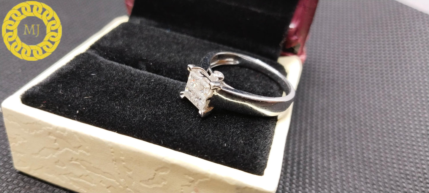 18 k white gold 4 stone princess cut diamond ring, Princess ring , Diamond engagement ring, solid gold ring, Diamond band, gift for her