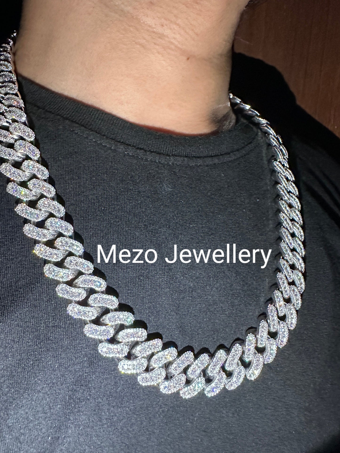Heavy Solid 925 Sterling Silver Men's VVS1 Moissanite Diamonds Studded Cuban Chain,Icedout Rapper chains,18mm wide, Quality Box Clasp