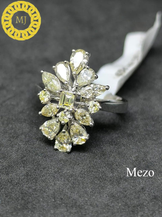 Pear, Marquise leaves, Emerald cut, round Shape Diamond Ring,Cocktail  Ring, 18k Solid Gold,Natural Diamonds,Lemon Diamonds ring, Fancy cut