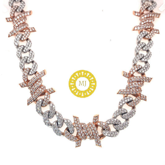 15mm barb wire cuban link chain With 14k Gold Finished In Solid Sterling Silver 925,VVS1 Moissanite diamond,16"-28'',Pass The Diamond Tester