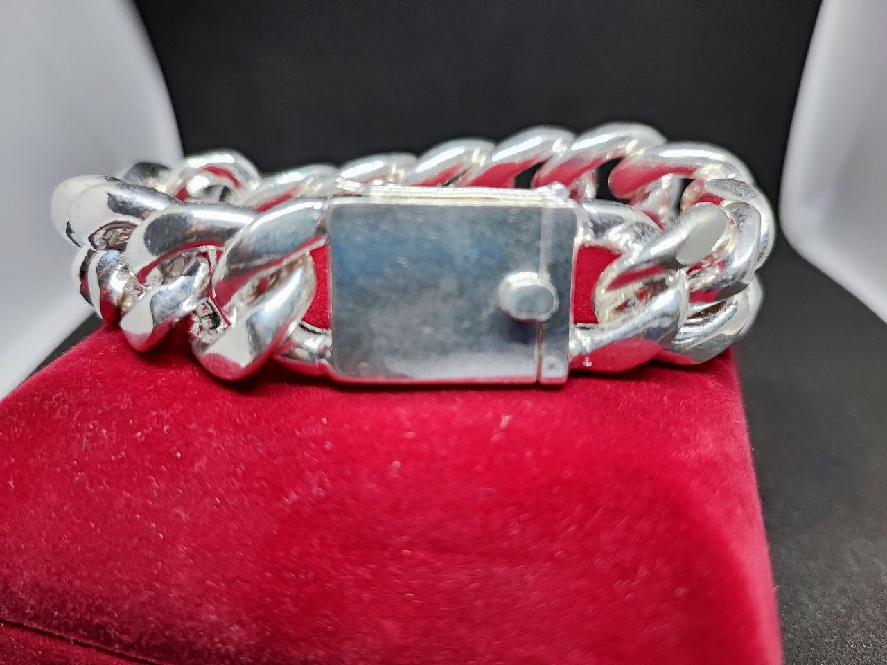 Sterling Silver 19 mm Cuban Link Bracelet, Cuban Chain, Heavy 925 Silver Men's Bracelet, Gift for him , Cuban bracelet men, men's bracelet