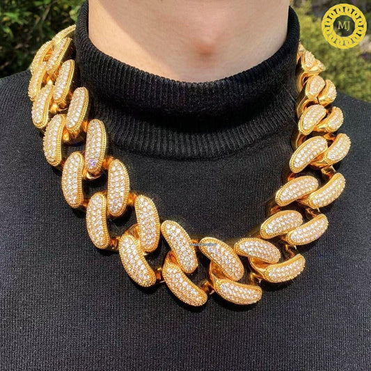 Heavy Solid 925 Sterling Silver Men's VVS1 Moissanite Diamonds Studded Cuban Chain,Icedout Rapper chains,40mm wide, Icy Quality Box Clasp