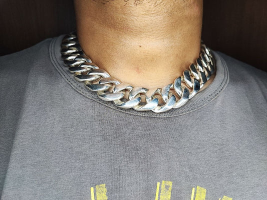 25mm Cuban link chain Men's Heavy Solid 925 Sterling Silver Miami Cuban Link Chain,wide 18"-30"Inch with Fine quality Box Clasp,Gift for him