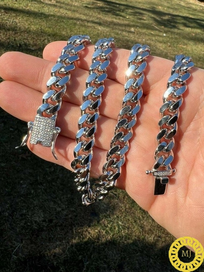 Cuban Curb Link Chain |Rapper Chain|925 Solid Sterling Silver| VVS1 Quality Moissanite | Passes Diamond Tester| Icedout Box Clasp | 5-10.5MM
