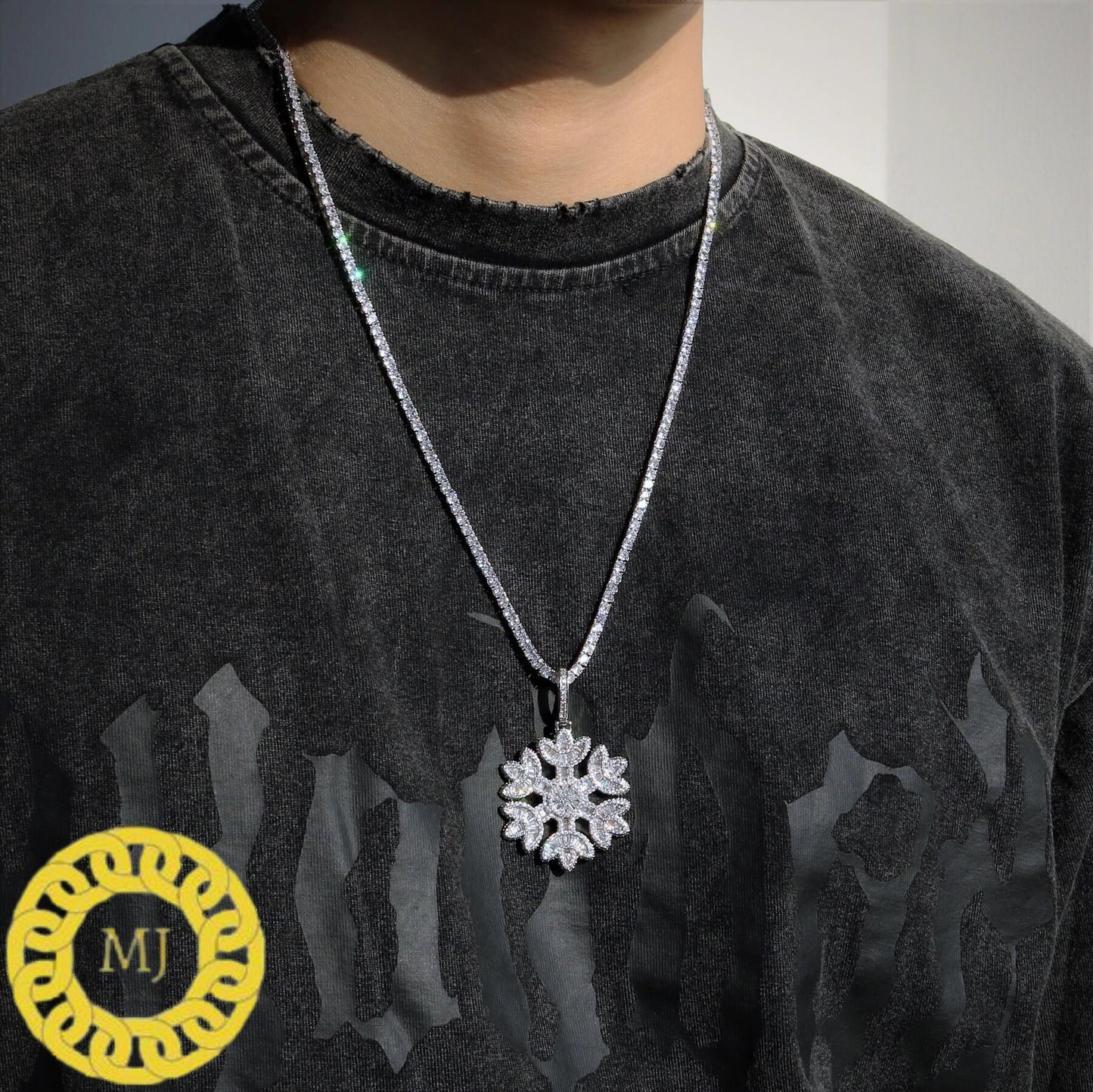 925 Sterling Silver Moissanite Diamonds Fully Iced Out Snowflake Symbol Pendant/Hip Hop Jewelry/Customize Gift/Iced Out Pendant ,Snow flower
