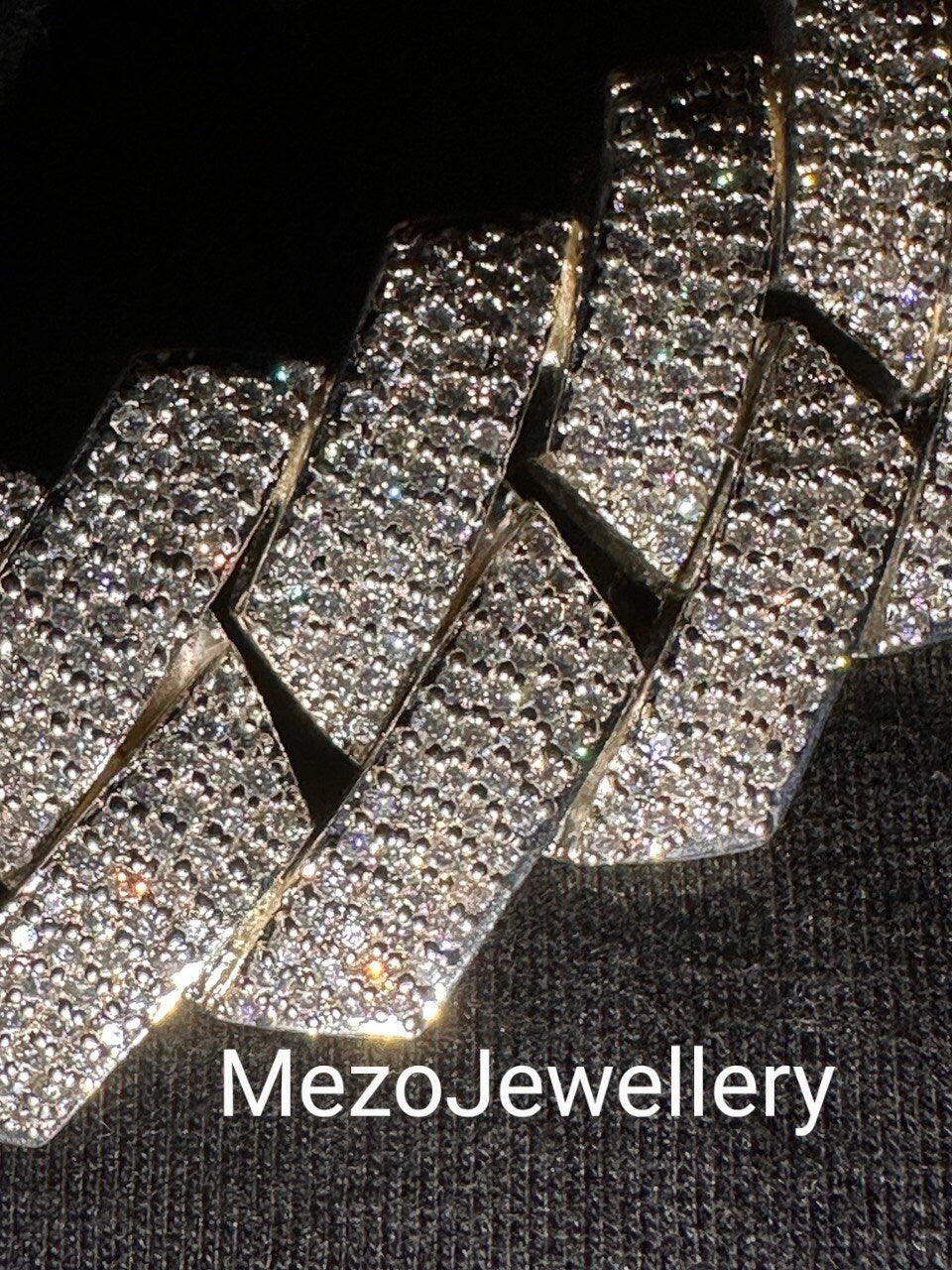 Heavy Solid 925 Sterling Silver Men's VVS1 Moissanite Diamonds Studded Cuban Chain,Icedout Rapper chains,35mm wide, Quality Box Clasp