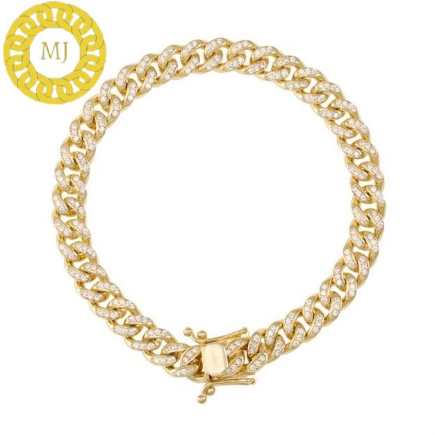 VVS1 Moissanite Diamond Cuban Link Bracelet Real 925 Silver Icedout Hip Hop Men's Cuban Bracelet 8 MM ,Icy Bracelet,Best Gift For Him
