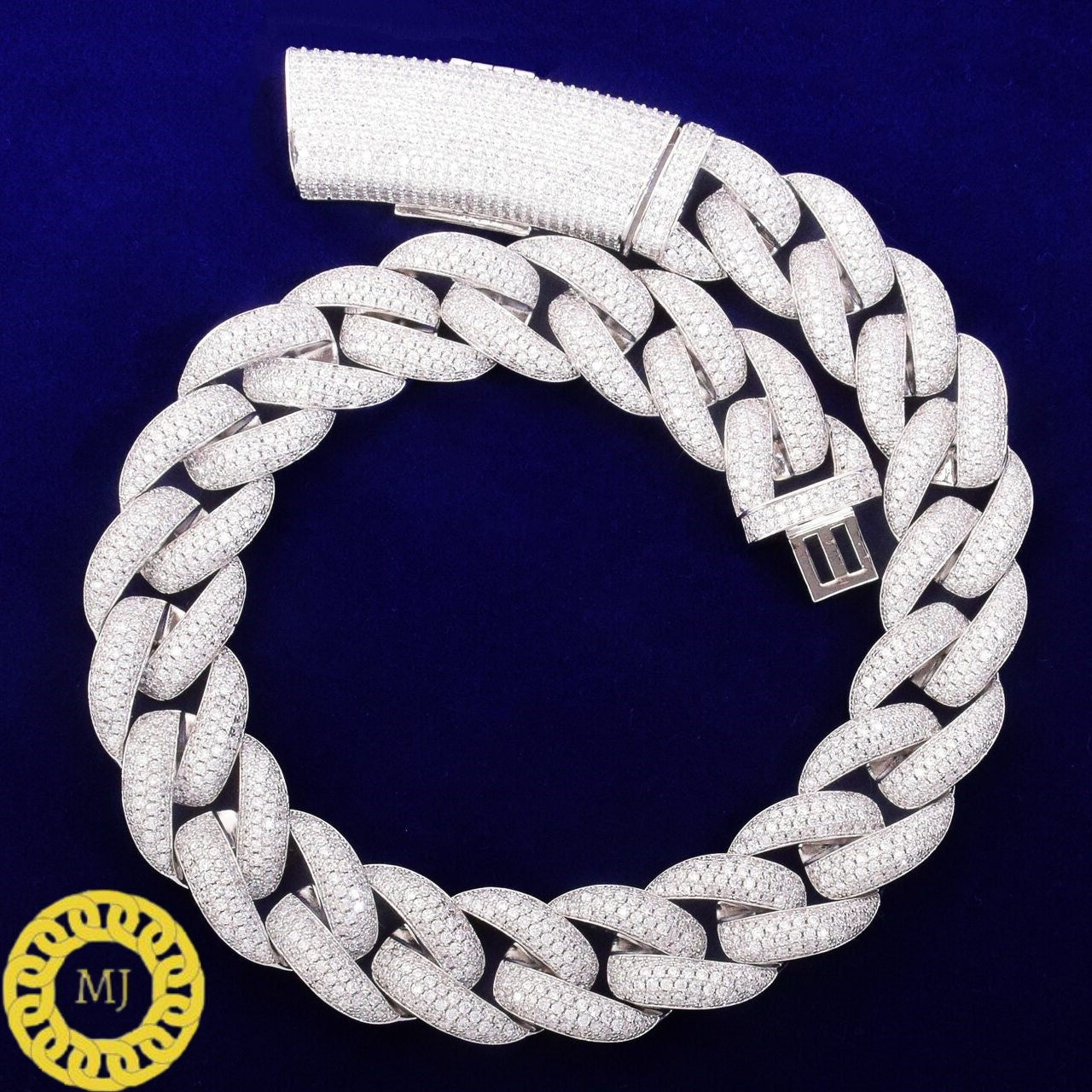 Heavy Solid 925 Sterling Silver Men's VVS1 Moissanite Diamond Studded Cuban Chain,Icedout Rapper chains,20mm wide,ice iced Quality Box Clasp