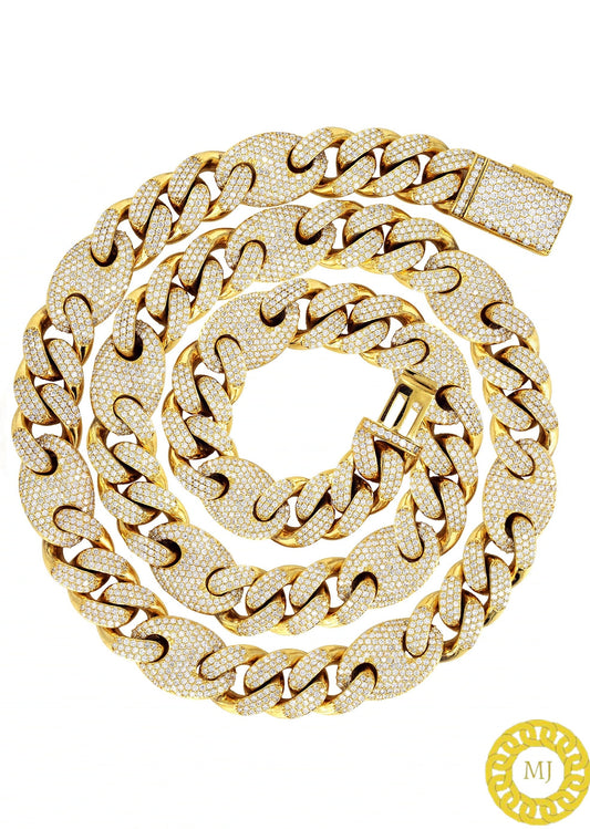 Men's Miami Puff Cuban Link Chain Necklace,18 mm Silver VVS1 Moissanite Cuban Chain,Icedout Chain,Bling Necklace,Diamond Choker,ICY Necklace