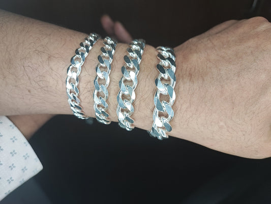 Cuban Bracelet ,Men's Women's Real Solid 925 Sterling Silver Miami Cuban Lobster Lock Bracelets 8mm - 13mm, 6" to 9", Heavy Tight Link