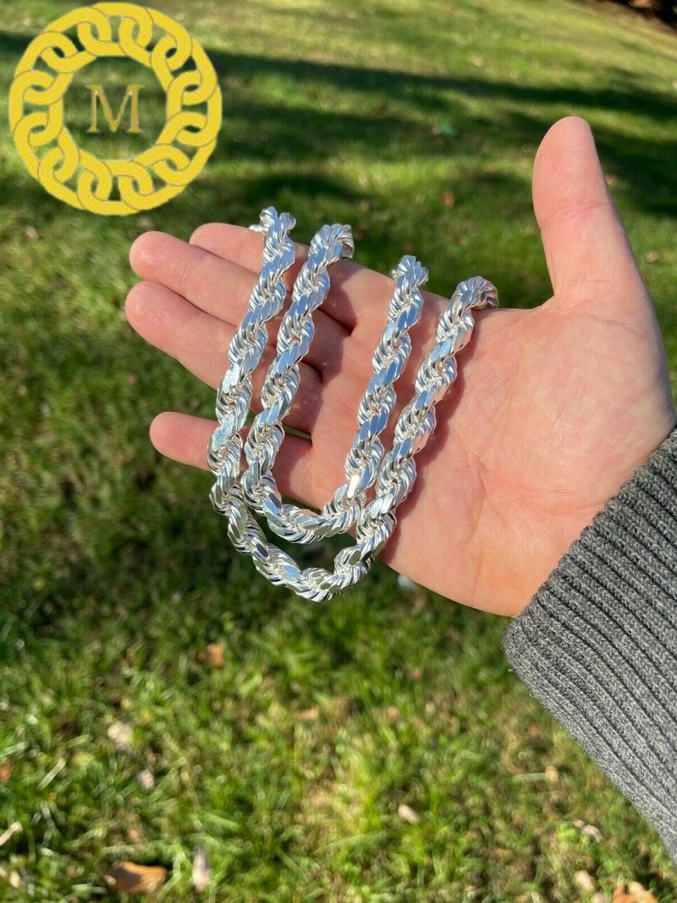 Men's 11 MM Real Solid 925 Sterling Silver Diamond Cut HEAVY SOLID Rope Chains 18" - 30", Rope Chain