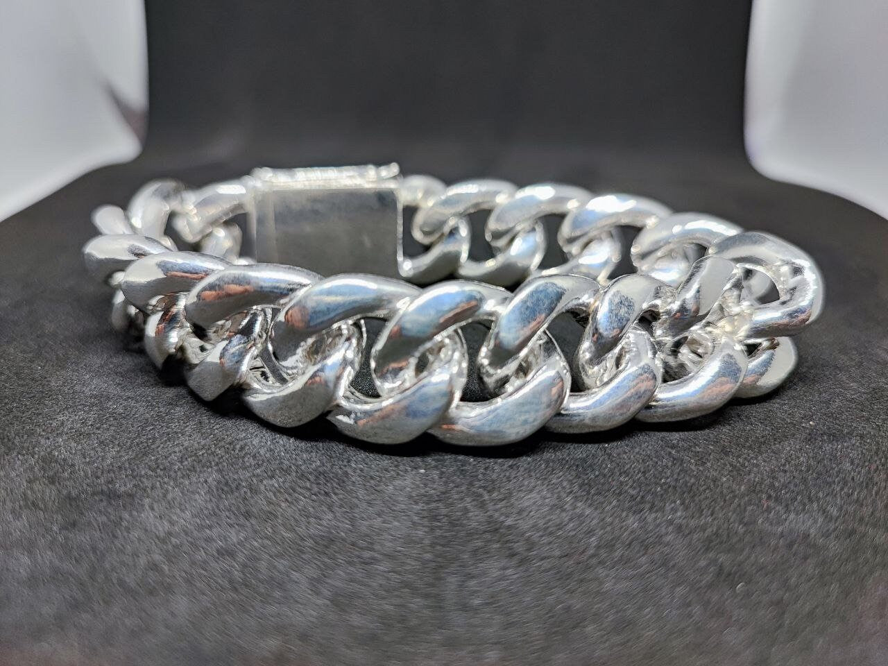 Sterling Silver 19 mm Cuban Link Bracelet, Cuban Chain, Heavy 925 Silver Men's Bracelet, Gift for him , Cuban bracelet men, men's bracelet