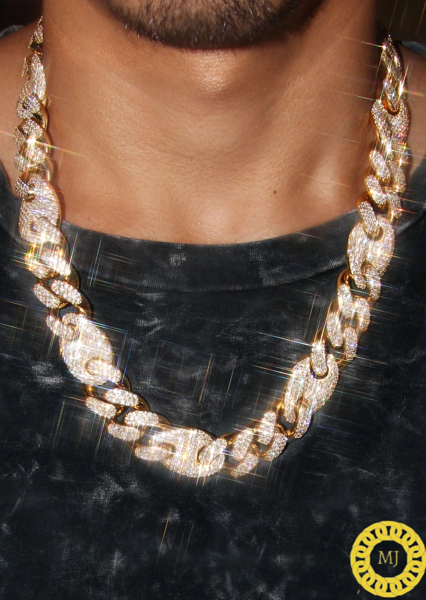 Men's Miami Puff Cuban Link Chain Necklace,18 mm Silver VVS1 Moissanite Cuban Chain,Icedout Chain,Bling Necklace,Diamond Choker,ICY Necklace