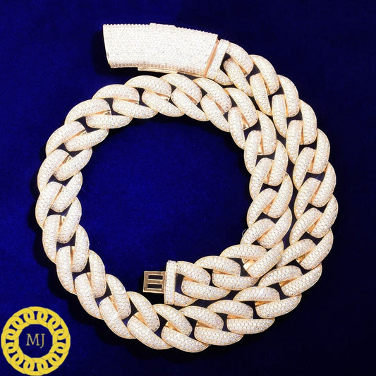 Heavy Solid 925 Sterling Silver Men's VVS1 Moissanite Diamond Studded Cuban Chain,Icedout Rapper chains,20mm wide,ice iced Quality Box Clasp