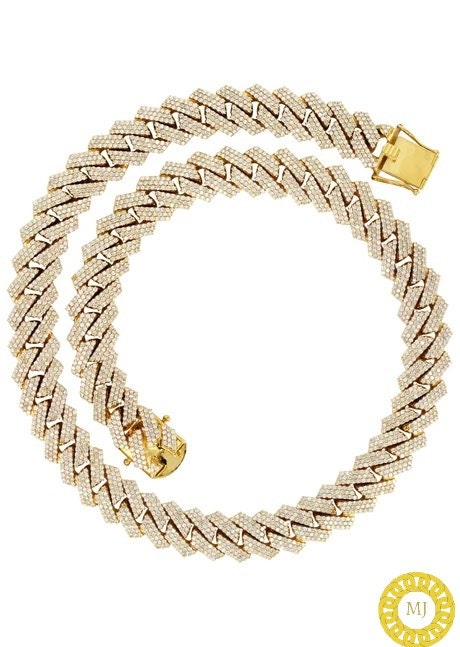 Heavy Solid 925 Sterling Silver Men's VVS1 Moissanite Diamonds Studded Cuban Chain,Icedout Rapper chains,17 mm wide, Quality Box Clasp