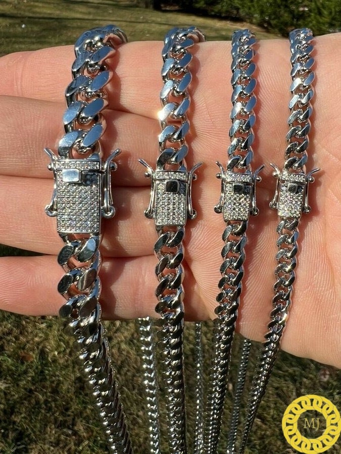 Cuban Curb Link Chain |Rapper Chain|925 Solid Sterling Silver| VVS1 Quality Moissanite | Passes Diamond Tester| Icedout Box Clasp | 5-10.5MM